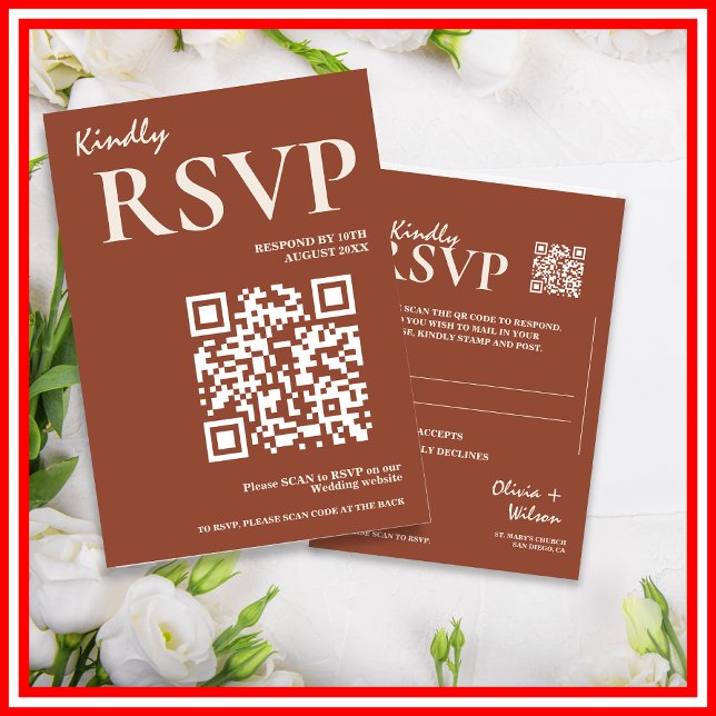 Boho Burnt Orange Terracotta Rustic Wedding RSVP Enclosure Card (Creator Uploaded)