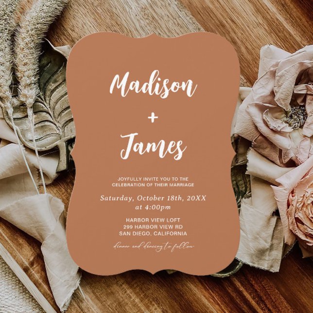 Boho Burnt Orange Terracotta Wedding  Invitation (Creator Uploaded)