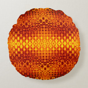Boho burnt orange throw round pillows. cushion