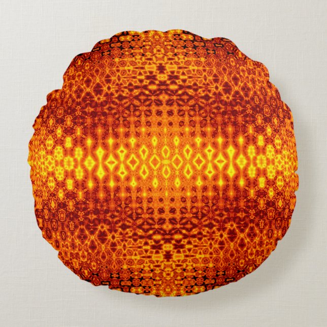 Boho burnt orange throw round pillows. cushion (Front)