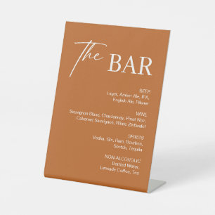 Boho Burnt Orange Wedding Bar Pedestal Sign