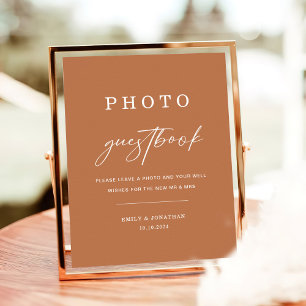 Boho Burnt Orange Wedding Photo Guest book Sign