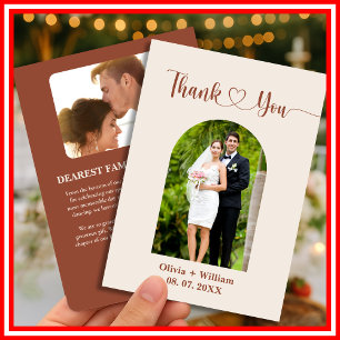 Boho Burnt Orange   Wedding Thank You Card