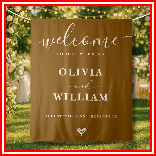 Boho Burnt Orange | Wedding Welcome Sign Tapestry (Creator Uploaded)
