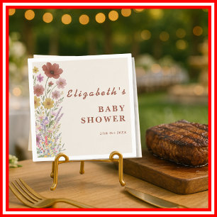 Boho Burnt Orange Wildflower Baby Shower Napkin