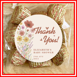 Boho Burnt Orange Wildflower Classic Round Sticker