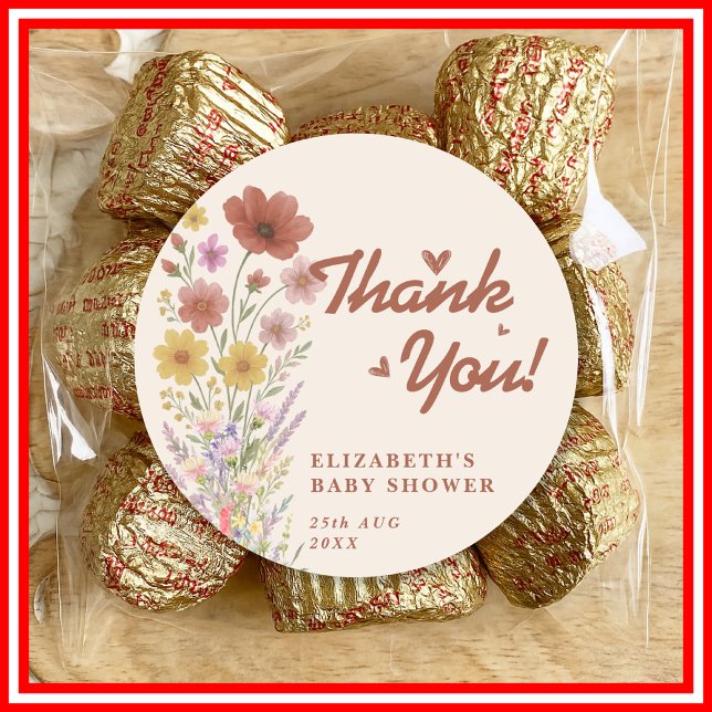 Boho Burnt Orange | Wildflower Classic Round Sticker (Creator Uploaded)