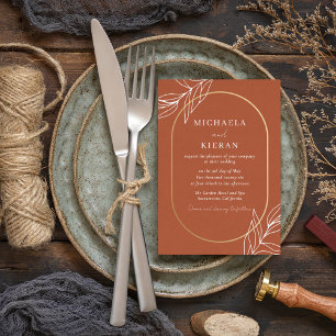 Boho Burnt Rust Modern Wedding Invitation