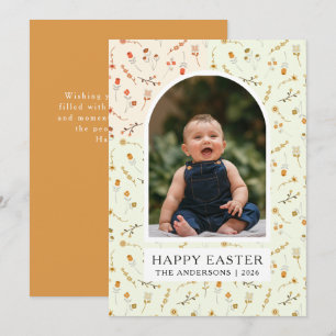 Boho Butter Floral Meadow Easter Family PhoTo Holiday Card