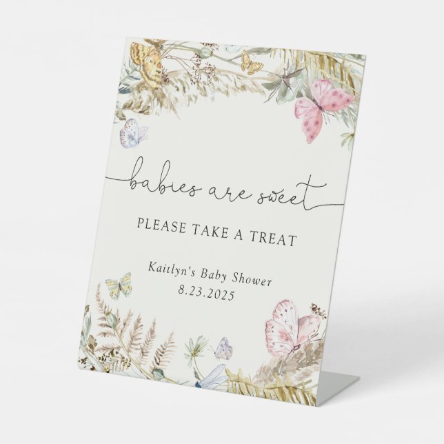  Boho Butterflies Babies are Sweet Take a Treat Pedestal Sign (Front)
