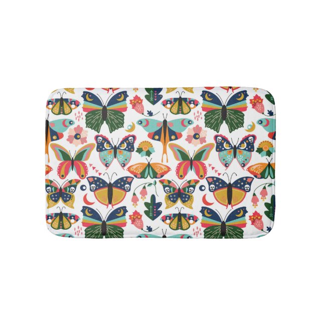 Boho Butterflies: Seamless Wallpaper Pattern. Bath Mat (Front)