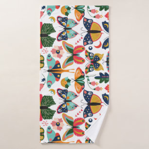 Boho Butterflies: Seamless Wallpaper Pattern. Bath Towel