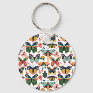 Boho Butterflies: Seamless Wallpaper Pattern. Key Ring
