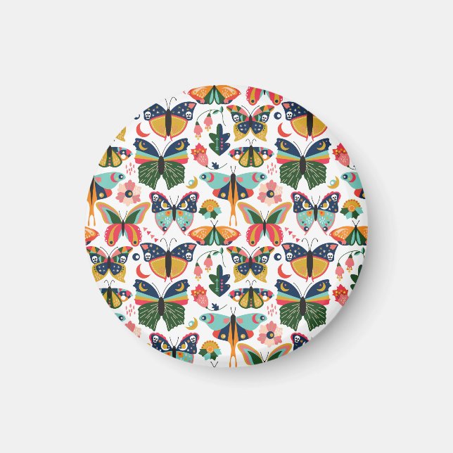 Boho Butterflies: Seamless Wallpaper Pattern. Magnet (Front)