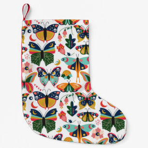 Boho Butterflies: Seamless Wallpaper Pattern. Small Christmas Stocking