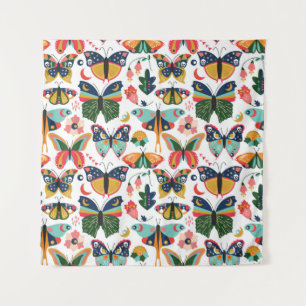 Boho Butterflies: Seamless Wallpaper Pattern. Tapestry