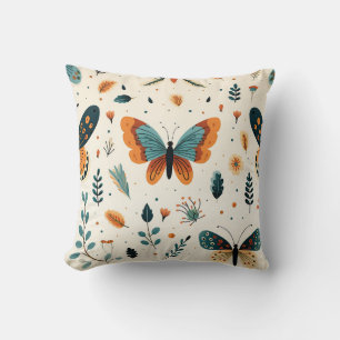 Boho Butterfly and Botanical Meadow Cushion