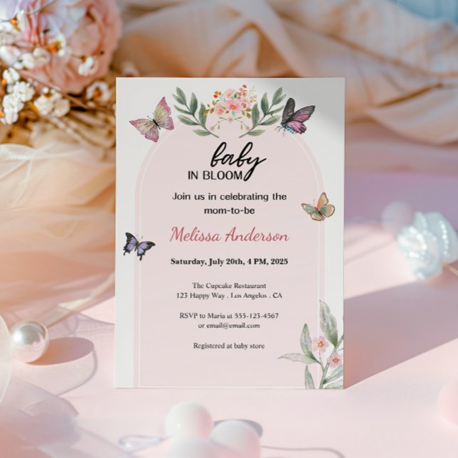 Boho Butterfly Baby in Bloom Baby Shower  Invitation (Creator Uploaded)