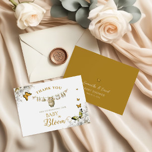 Boho Butterfly Baby in Bloom Thank You Card