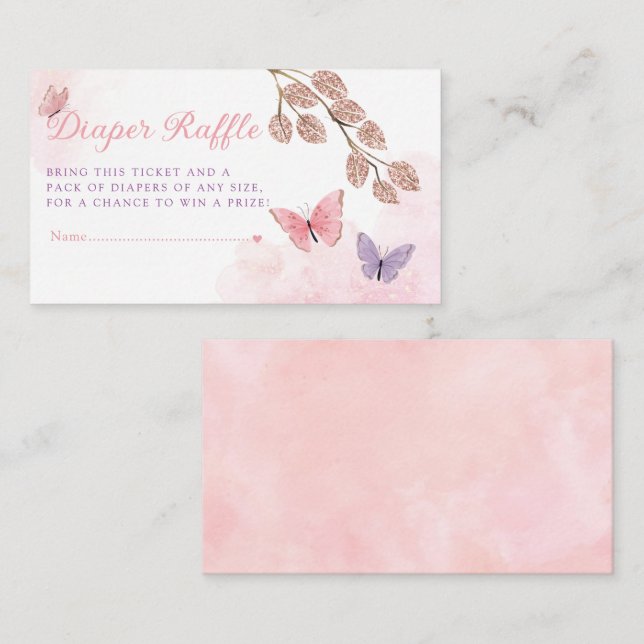 Boho Butterfly Baby Shower Diaper Raffle Ticket Enclosure Card (Front/Back)