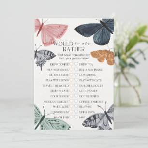 Boho Butterfly Baby Shower Would Mum Rather Game Invitation