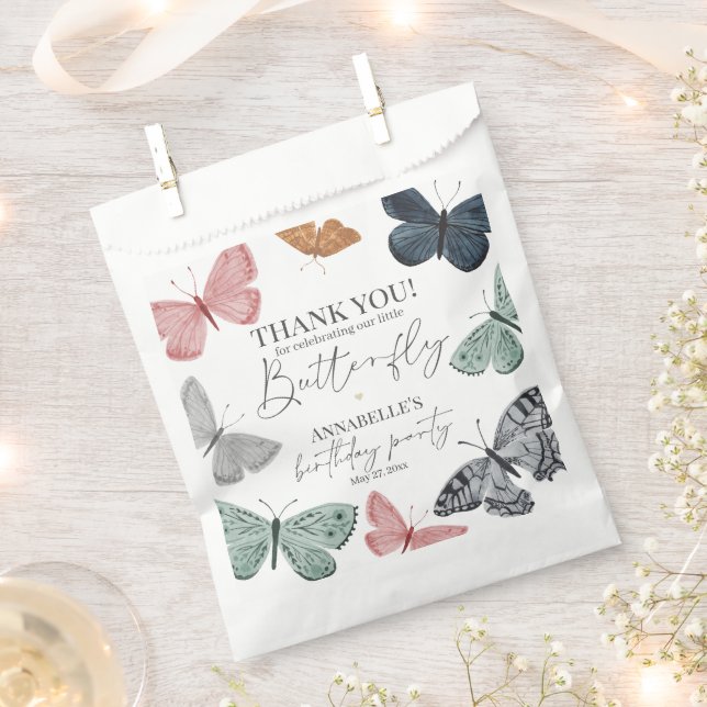 Boho Butterfly Birthday Party Dessert Favour Bag (Clipped)