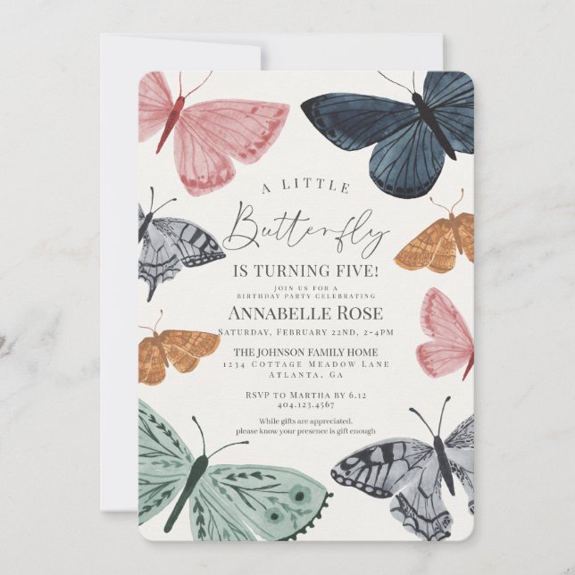 Boho Butterfly Birthday Party Invitation (Front)