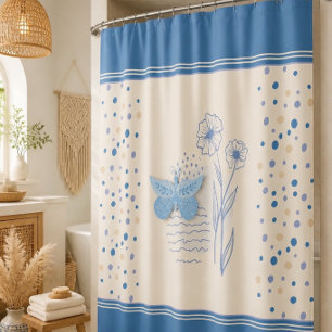 Boho Butterfly & Botanical Shower Curtain