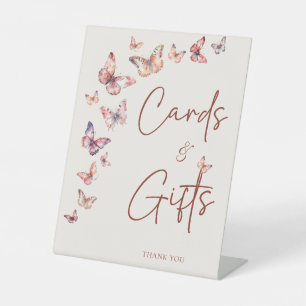 Boho Butterfly Bridal Shower Cards & Gifts Pedestal Sign