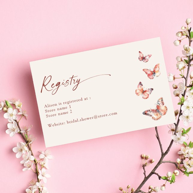 Boho Butterfly Bridal Shower Registry Card (Creator Uploaded)
