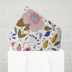 Boho Butterfly Colourful Wildflower Pattern Tissue Paper
