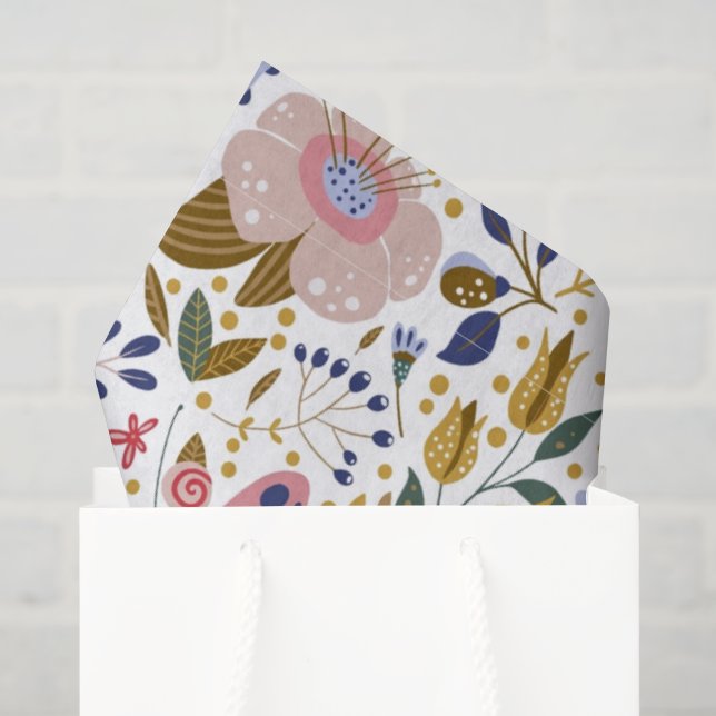 Boho Butterfly Colourful Wildflower Pattern Tissue Paper (Gift Bag)