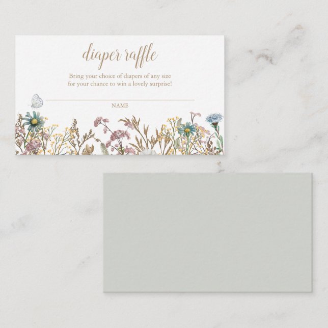 Boho Butterfly Diaper Raffle Enclosure Card (Front/Back)