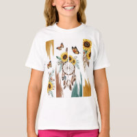 Boho Butterfly Feather Dreamcatcher T-Shirt | Rust