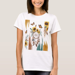 Boho Butterfly Feather Dreamcatcher T-Shirt   Rust