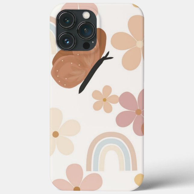 Boho Butterfly & Floral Vintage Phone Case (Back)