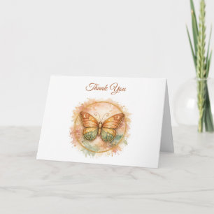 Boho Butterfly Funeral Thank You Card