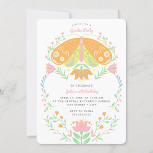 Boho Butterfly Garden Party Birthday Invitation