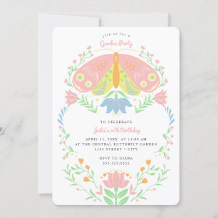 Boho Butterfly Garden Party Birthday Invitation
