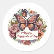 Boho butterfly Happy Mother's Day stickers