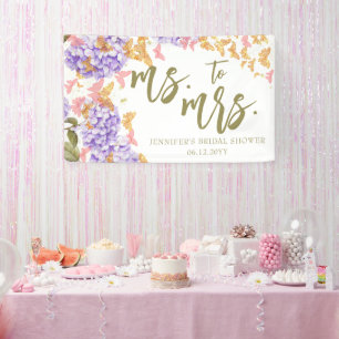 Boho Butterfly Hydrangea Bridal Shower Backdrop Banner