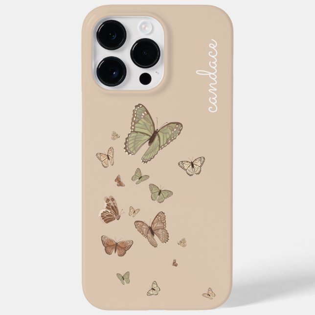 Boho Butterfly Neutral Desert Name Case-Mate iPhone Case (Back)