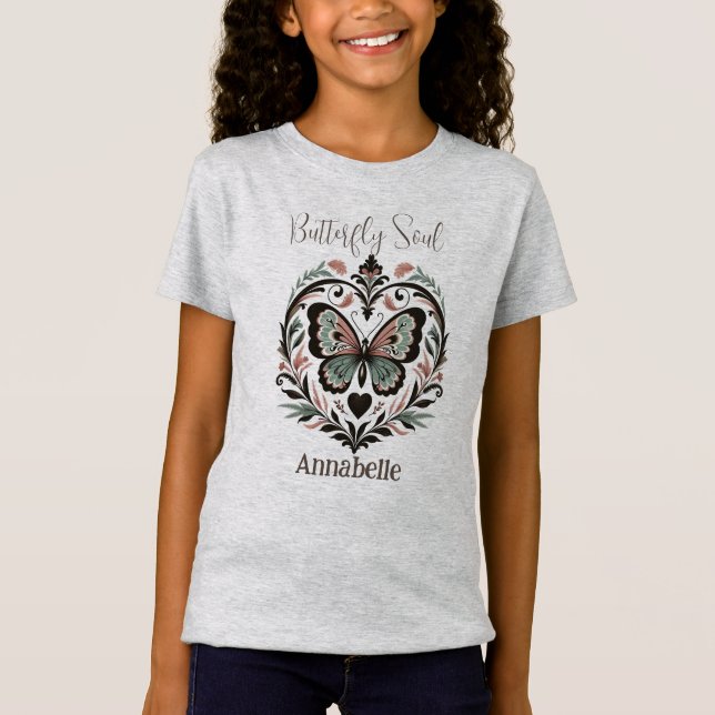 Boho Butterfly Soul Grey T-Shirt (Front)
