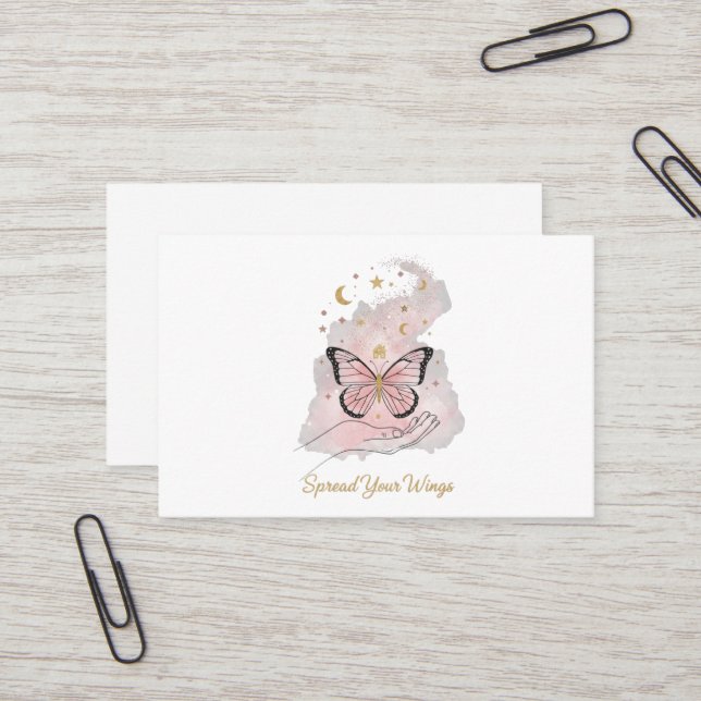 Boho Butterfly "Spread Your Wings" Greeting Card (Front/Back In Situ)