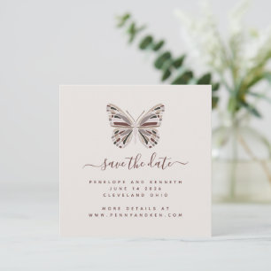 Boho Butterfly   Stylish Burgundy and Taupe Save The Date