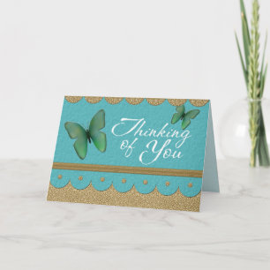 Boho Butterfly Thinking of You Handmade Look Note Card