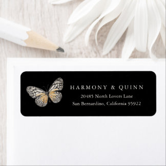 Boho Butterfly Wedding Return Address Labels