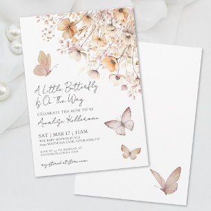 Boho Butterfly Wildflower Baby Shower Invitation