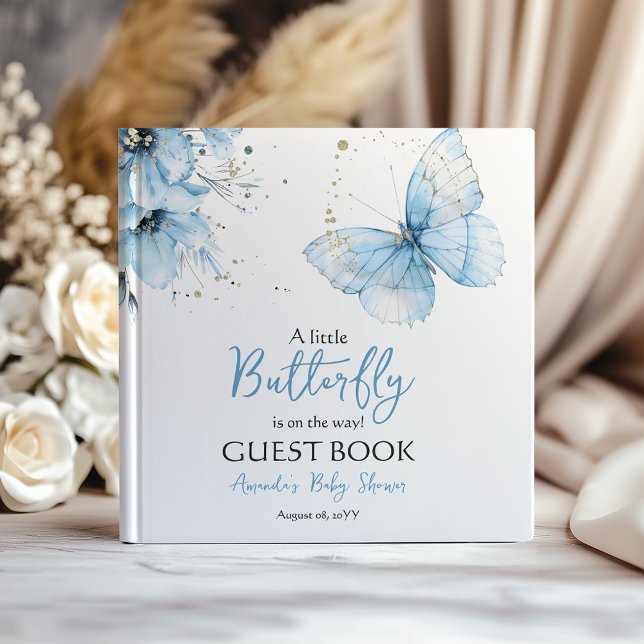 Boho Butterfly Wildflower Floral Boy Baby Shower Guest Book (Creator Uploaded)