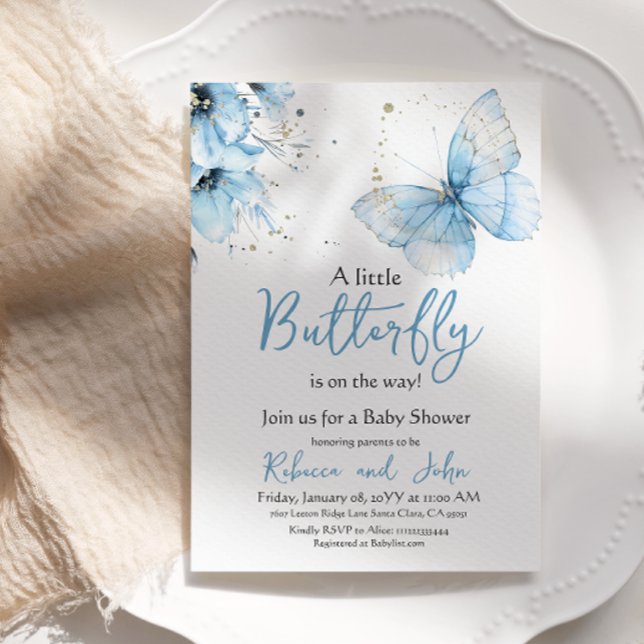 Boho Butterfly Wildflower Floral Boy Baby Shower Invitation (Creator Uploaded)
